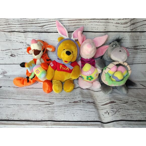 Disney Winnie The Pooh, Tigger, Eeyore, and Piglet Easter Beanies 1999 Vintage - Picture 1 of 16